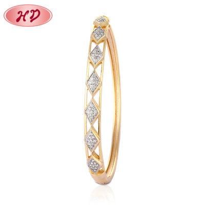 New Fashion Design Colorful Crystal Flower Shape Charm Women Brass Bangle