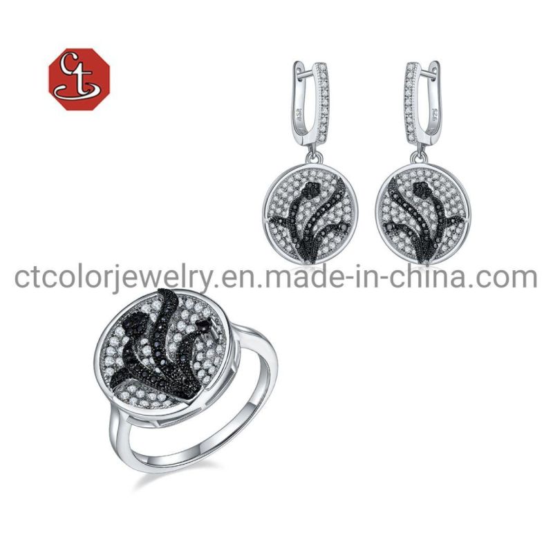 Two Tone Plated Color Rings for Jewelry Set Black Micro Wax Setting Ring