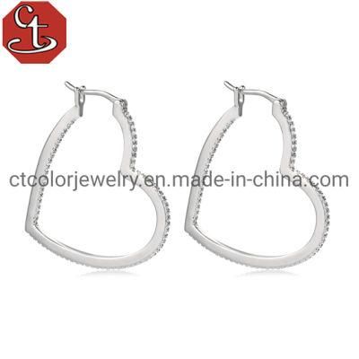 Fashion Jewelry Women Accessories Silver and Brass Heart Hoop Earring