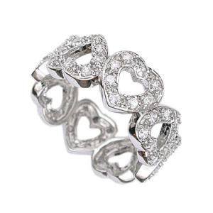Fashion Halo Heart 925 Sterling Silver Band Ring