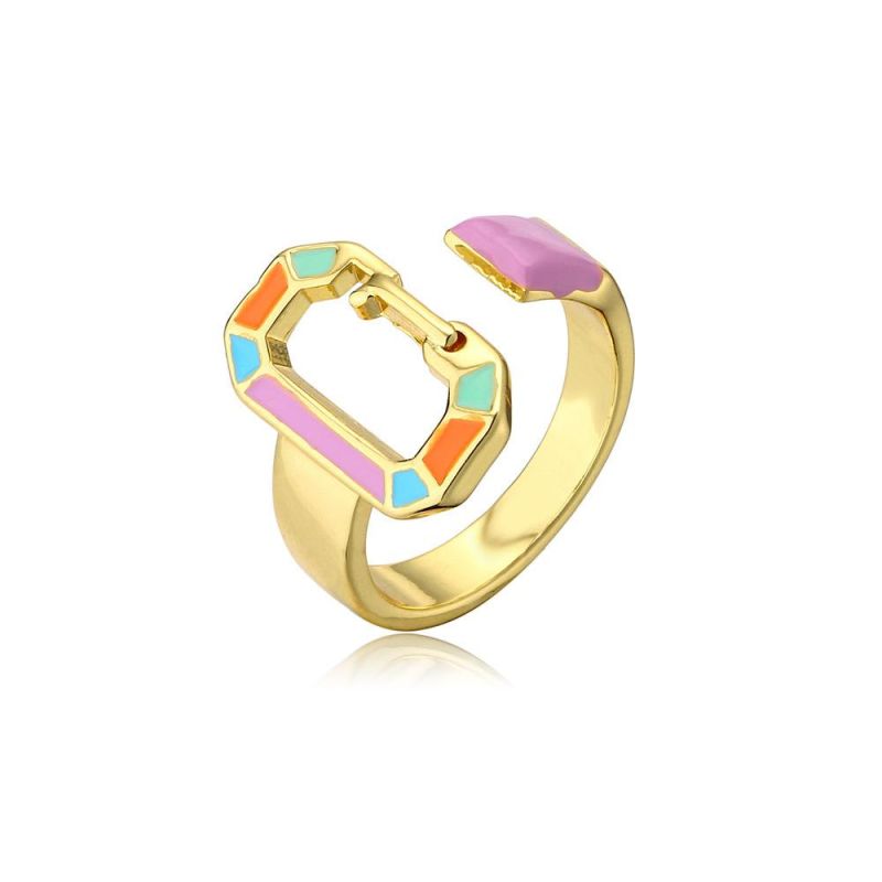 Fashion Ring Enamel Colorful Gold Plating Adjustment Ring