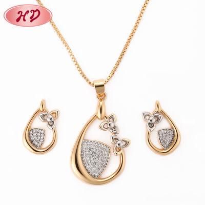 Fashion 18K Gold Plated Alloy Silver Women CZ Jewelry Sets for Decoration