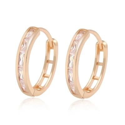 Minimalist 18K Gold Plated Simple Baguette Stone Hoop Earrings