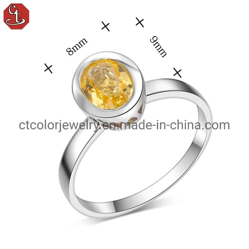 Wholesale fashion jewelry 925 natural citrine white rhodium ring hot sale jewellery for women