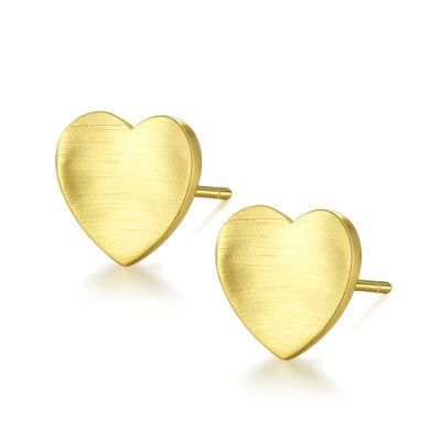 Golden or Sliver Ear Studs Heart Design for Girls