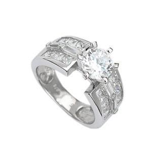 Special White Stone Sterling Silver Rhodium Plated Jewelry Womens Ring