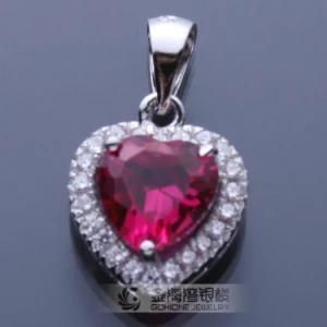 Solid Silver 925 Pendant with Heart Shaped Stone