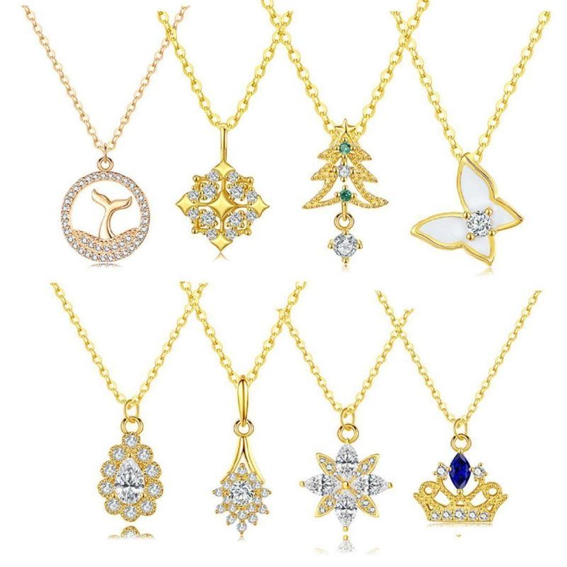 925 Sterling Silver Moon Star Zircon Y Style Pendant Necklace for Women Girls Light Luxury Party Jewelry Gift