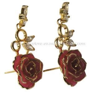 24k Gold Rose Earrings (EH009)