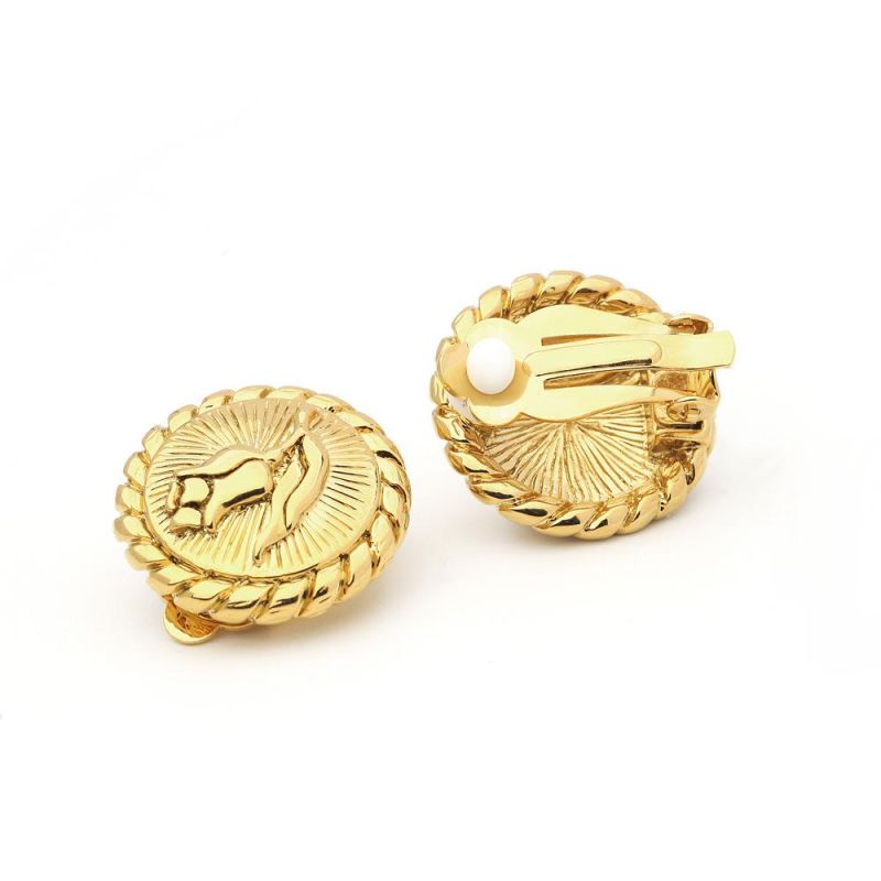 Brass Earrings Rose Design with Ear of Wheat