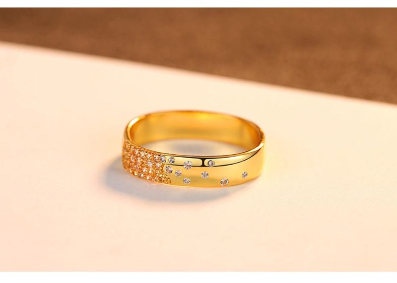 Fashion CZ Jewelry Gold Color Gypsophila Shape Wedding Ring