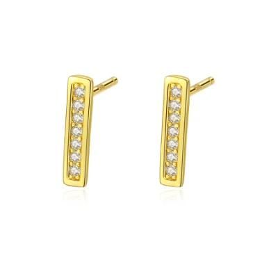 Geometric Solid Gold-Plated Silver Earrings Stud