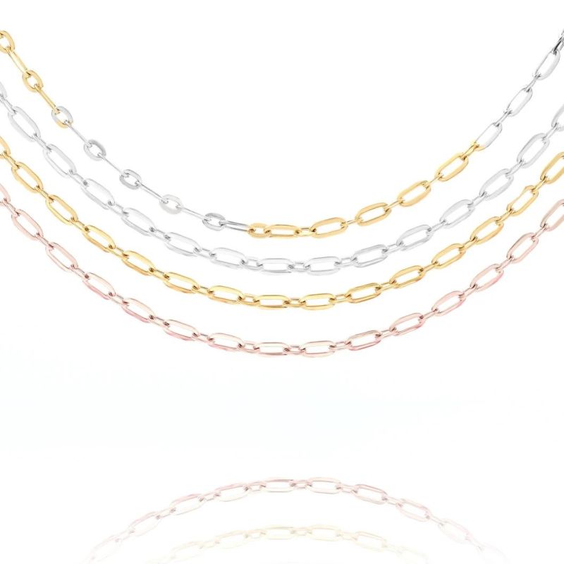 Fashion Decoration Chain Accessories Rose Gold Plated Stainless Steel Bling Cable Chain Bracelet Anklet Necklace Jewelry