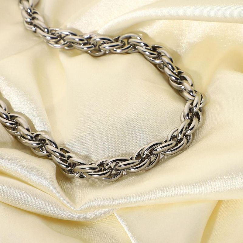 316L Stainless Steel Rope Necklace Chocker Hip Hop Custom Size Available