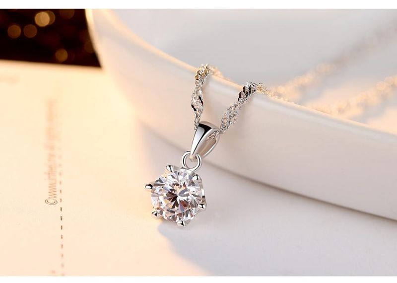 Four Pieces Set Jewelry Six-Claws CZ Pendant Necklace for Women