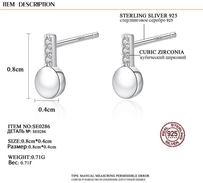 Antibacterial Properties Silver Earrings Small Jewelry for Girl