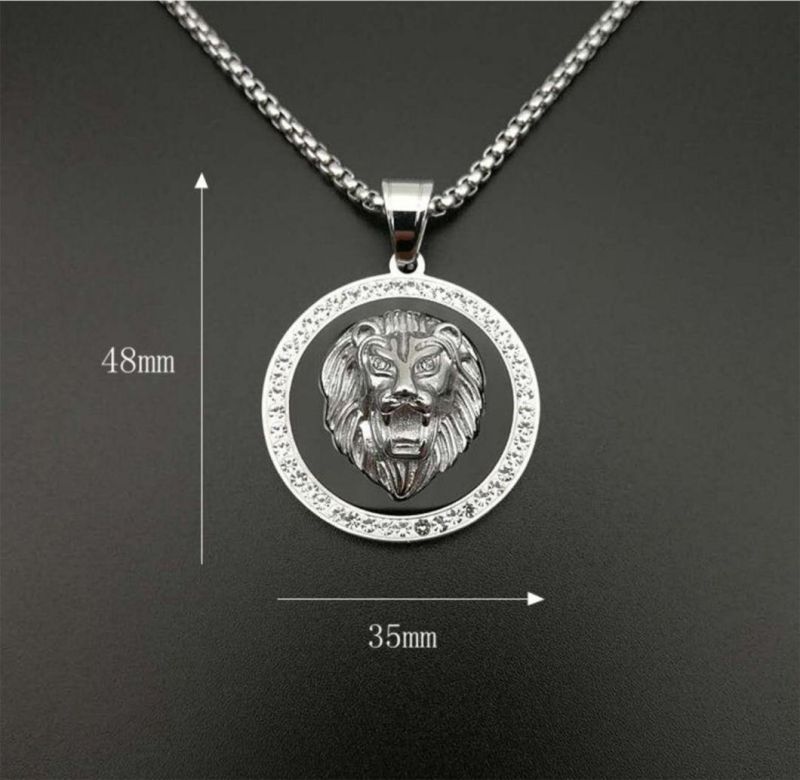 Explosion Hip Hop Hiphop Jewelry Stainless Steel Gold-Plated Diamond Lion Head Pendant Spt2622