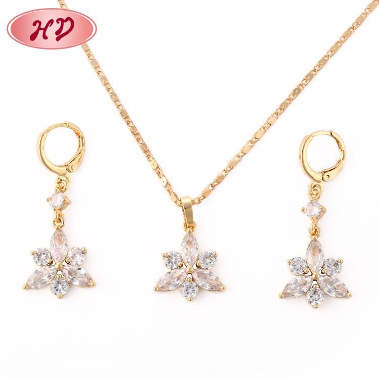 Women Fashion Costume Imitation 18K Gold Plated Ring Bracelet Charm Jewelry with Earring, Pendant, Necklace Sets Jewelry