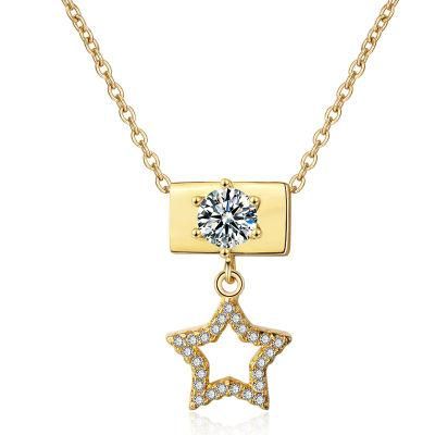 Wholesale Fashion Jewelry 18K Gold Plated Cubic Zirconia Pendant Necklace Chain Set for Women