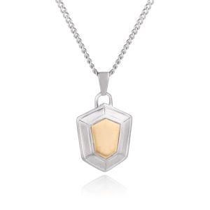 Gold-Plated Stainless Steel Smooth Two-Tone Shield Pendant Necklace