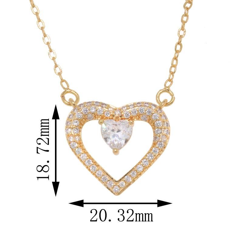 Wholesale Ladies Zircon Heart Shape Fashion Jewelry Necklace