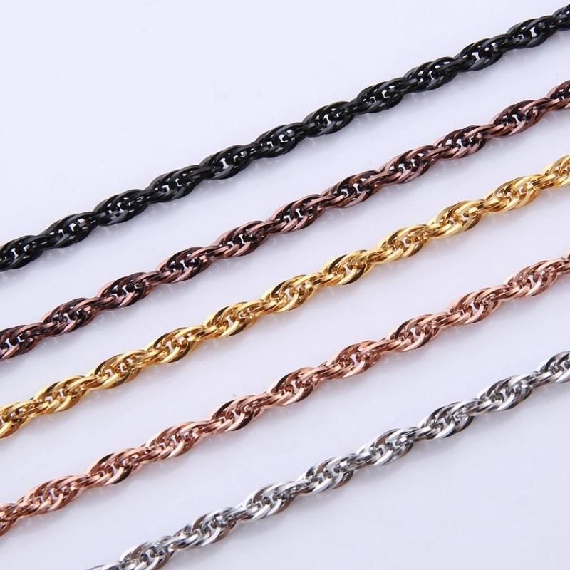 Promotion Fashion Jewelry Stainless Steel Triplicate Square Cable Chain Anklet Bracelet Necklace for Handcraft