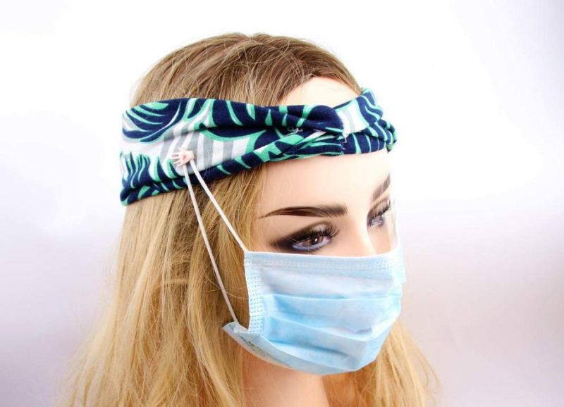 Custom Headband with Button for Face Mask Hair Bouffant Hairband