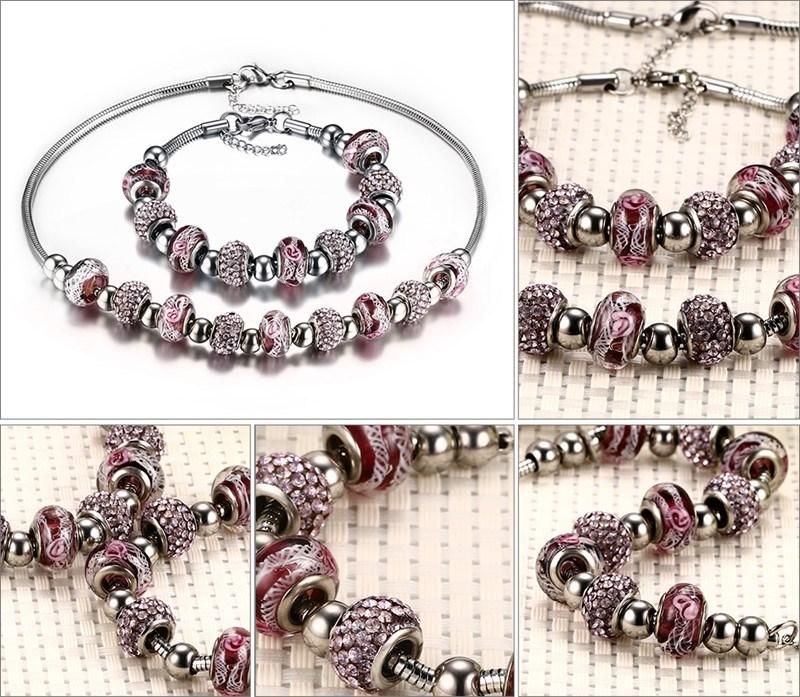 Purple Crystal Bead Bracelet Necklace for Sale in Jewelry Set