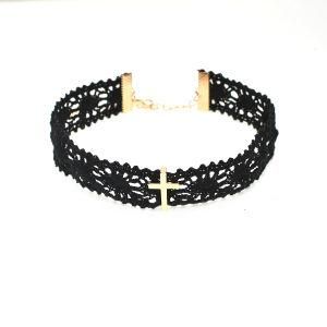 Black Lace Alloy Cross Choker Necklace Women Fashion Jewelry New All Match Gifts