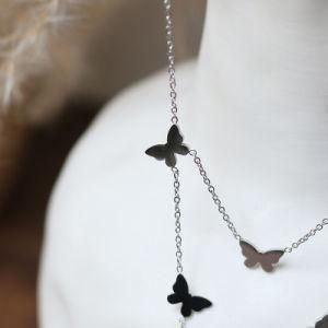 Autumn and Winter Women&prime;s Wear Jewelry Stainless Steel 14K Gold Plated Butterfly Chain Necklace