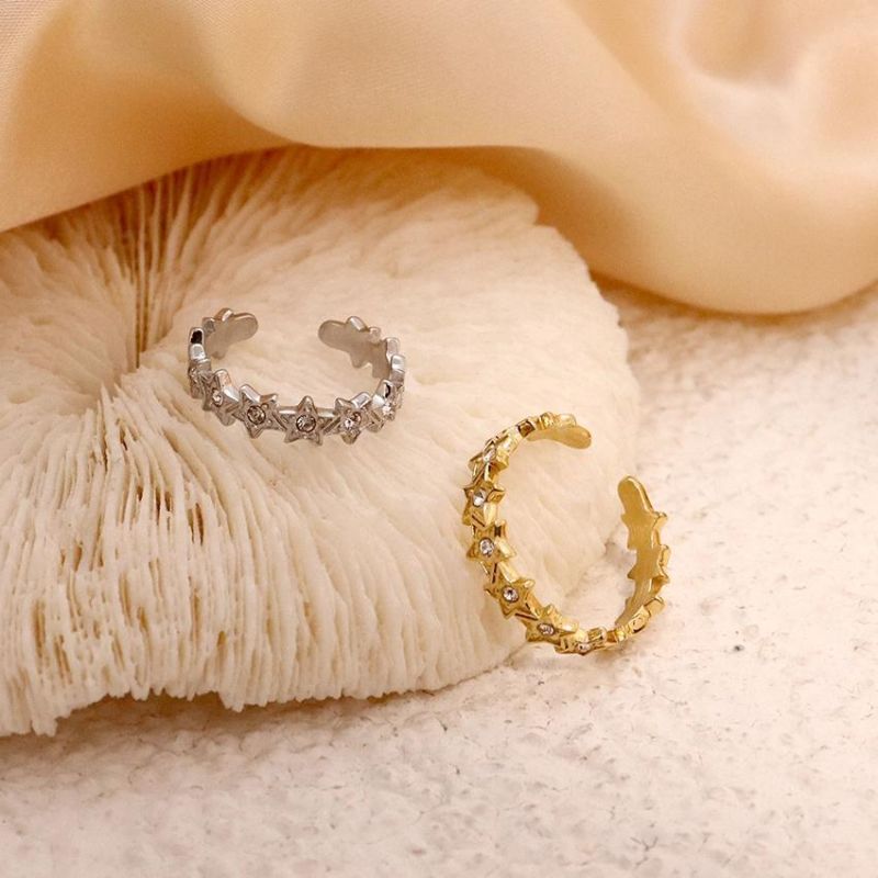 2022 New Arrival Products Custom Made 3D Star Design 14K Gold Plating Men′s Ring