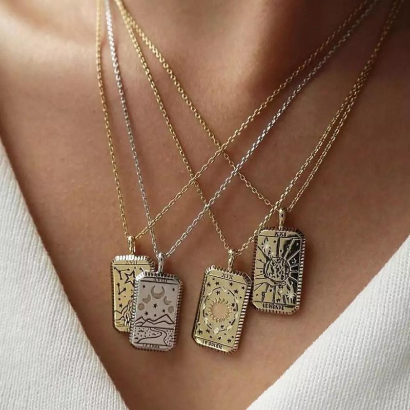 Stainless Steel Tarot Pendant Necklace for Women Pendant Necklaces Fashion Jewelry