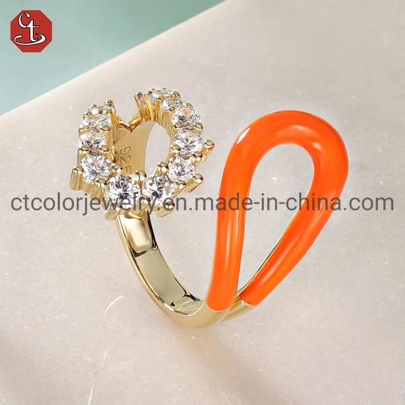 Adjustable 925 Silver Enamel Ring
