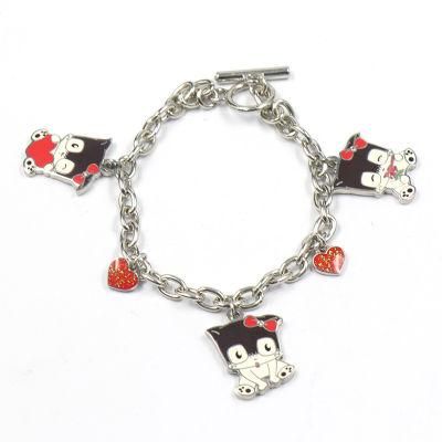 Factory Custom Made Wholesale Silver Plated Fashion Enamel Cute Metal Alloy Charms Bracelet