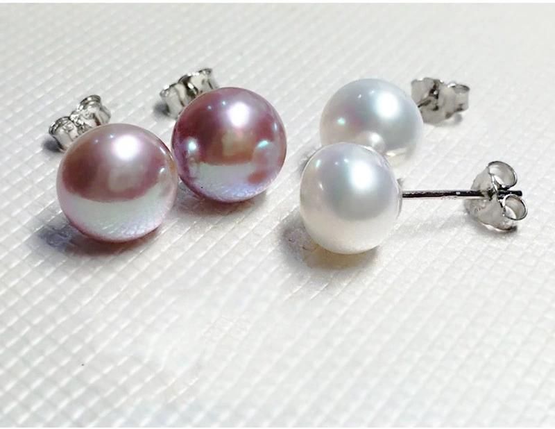 Women Fashion Jewelry Freshwater Pearl 925 Sterling Silver Stud Earrings