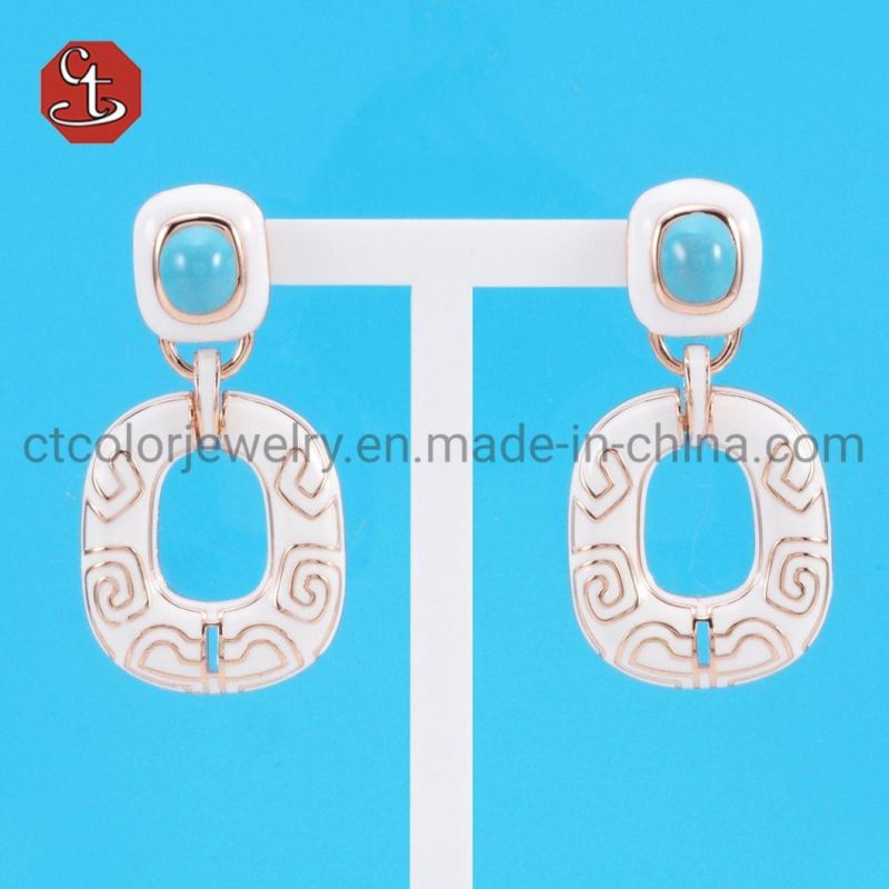 Fashion Enamel Silver or Brass Earrings Wholesale Jewelry Silver