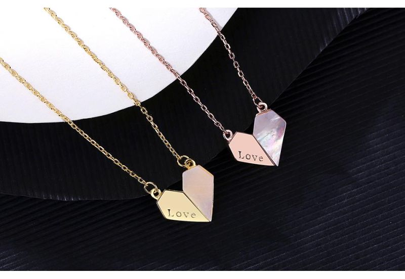 Women 18K Two-in-One Heart Shape Necklace with Love Words