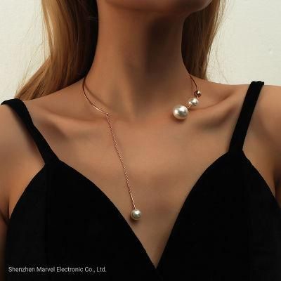 Elegant Big White Pearl Choker Wedding Necklace Accessories Women Fashion Jewellery