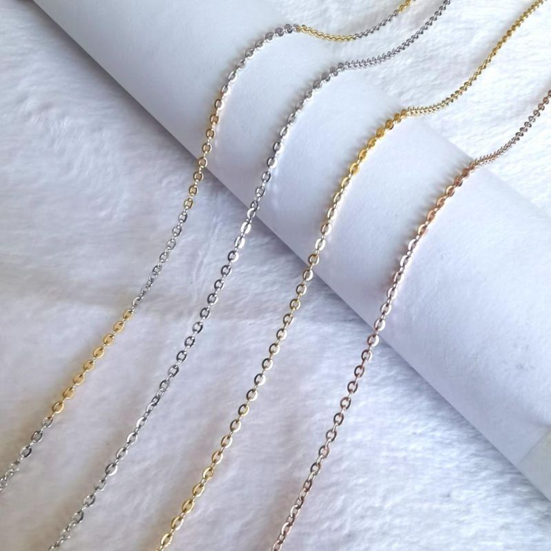 Shining O Cable Chain 0.3-0.8mm Dainty Necklace Gold Silver Rose Gold for Pendants