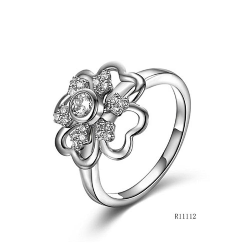 Creative Windmill Silver with CZ Flower Ring