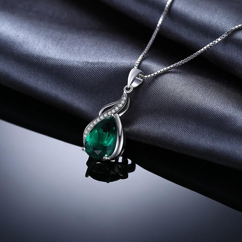 Imitation Wholesale Pearl Created Emerald Necklace Pendant 925 Sterling Silver Jewelry