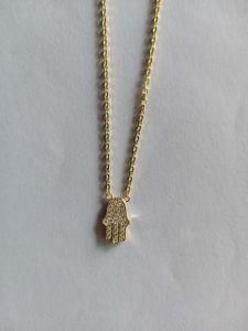 42cm Length 14K Yellow Gold Greek Chain Hasma Necklace