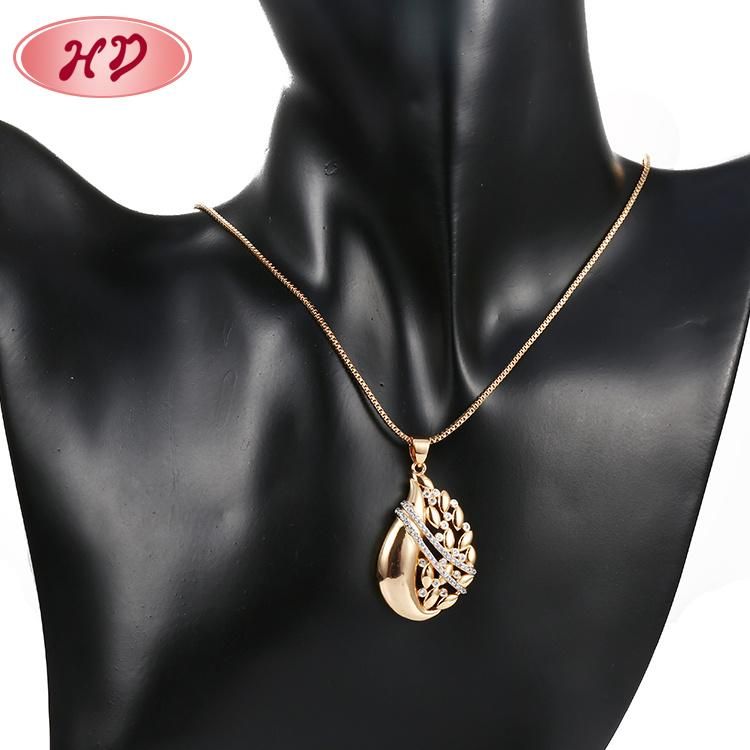 Fashion Accessories Silver 18K Gold Plated Alloy Women Jewelry Chain Sets Pendant Necklace with CZ Crystal