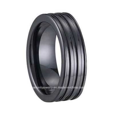Factory Wholesale Black Grooved Ceramic Jewelry Ring