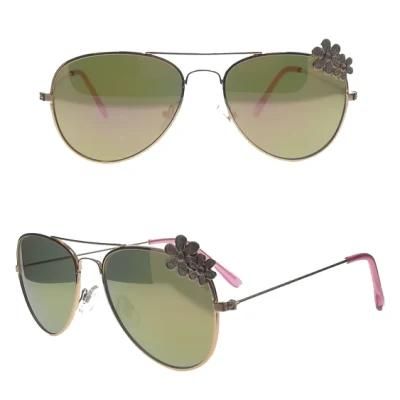 Classic Style Metal Sunglasses with Flowers for Children