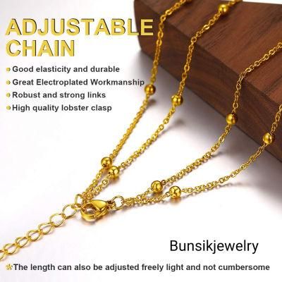 Fashion Custom Jewelry18K 14K Gold Plated Stainless Steel Cross Bead Chain Jewellery for Layering Necklace