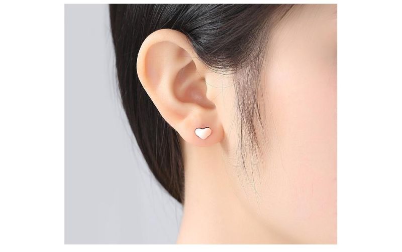 Small Heart Simple CZ Golden Ear Piercing Studs