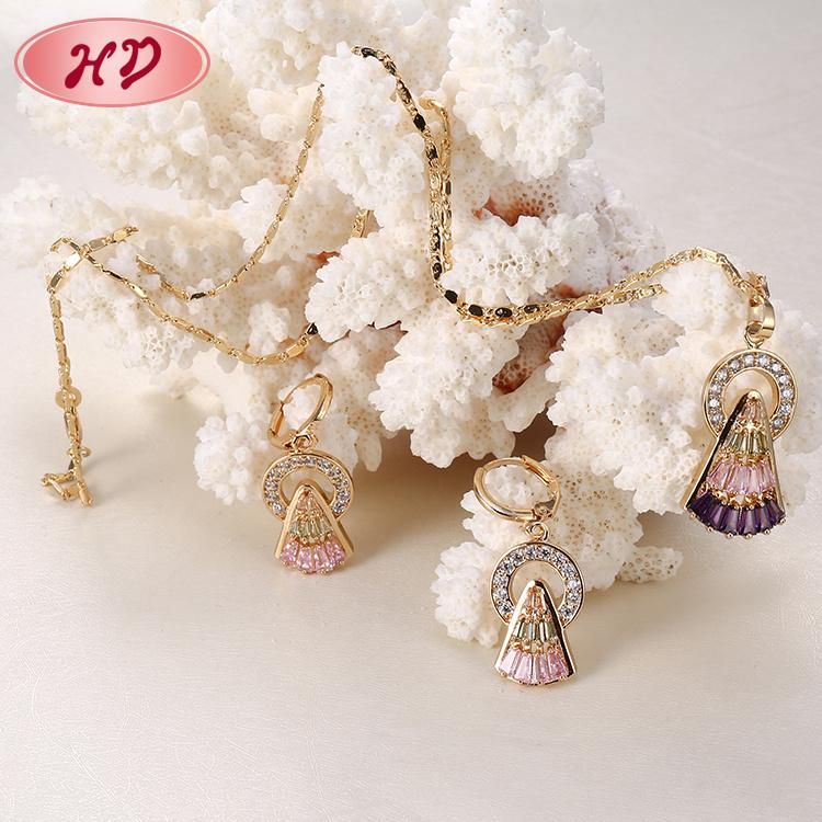 Fashion Women 18K Gold Plated Costume Imitation Ring Bracelet Charm Jewelry with Earring, Pendant, Necklace Sets Jewelry
