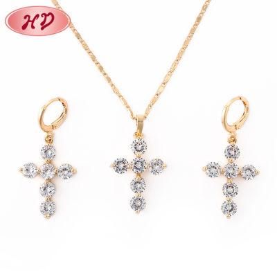 New Fashion 18K Gold Plated Crystal Necklace Jewelry Chain Sets