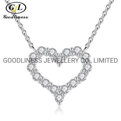 925 Sterling Silver Fine Jewelry CZ Heart Pendant Necklace